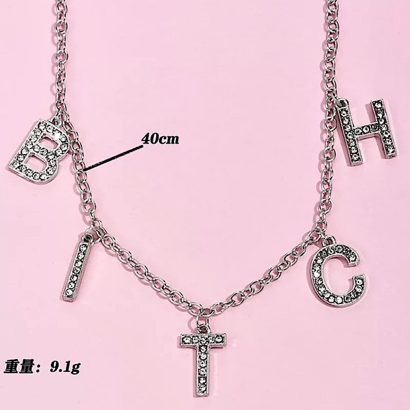 Silver B**** crystal necklace - Picture 8 of 8